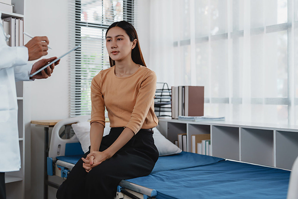 Patient consulting with a doctor