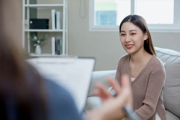 A woman visiting an abortion clinic for a consultation